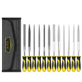 TARIST 12PCS Needle File Set with Tool Bag, Small File Set Includes 6pcs Jewlers Files & 6 Steel Files for Metal, Jewlers, Wood, Leather and Plastic - style: Needle File - 12 pcs