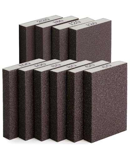 Bates- Drywall Sanding Blocks, 10 Pack, 60/80/100/120/180/220 Grit Assortment, Drywall Sanding Sponge for Wood, Washable & Reusable - size: 10 Pack, 60/80/100/120/180/220 Grit