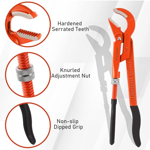 17-Inch 45°Angled Jaw Swedish Pipe Wrench - size: 17inch