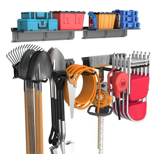 WALMANN Wall Mounted Garden Tool Rack, Folding Chair Hangers - size: 24 inch railx4