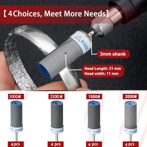 Sanding Drums Set for Dremel Rotary Tool (16Pcs-Mixed Grits) - style: 1500 2000 2500 3000 Grit