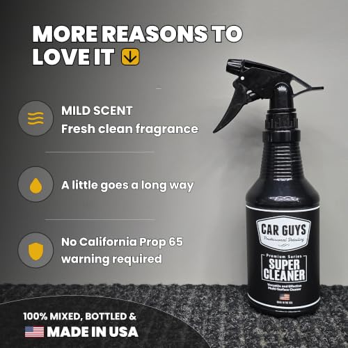 CAR GUYS Interior Car Cleaner for Tough Stains | Stain Remover for Car Seats, Carpet, Upholstery, & Leather | 18 Oz Kit with Microfiber Towel - size: 18 Oz Kit (w/ Towel)