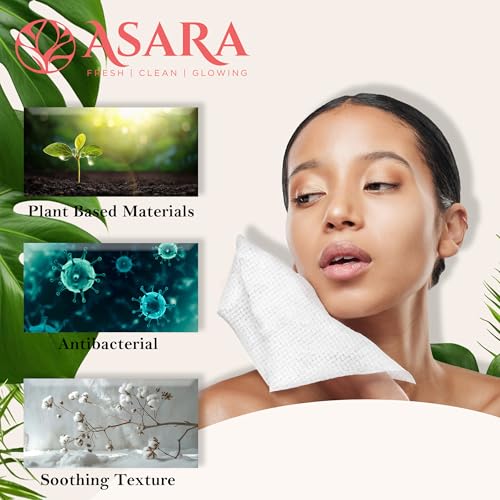 Clean Face Towels Disposable XL Facial Wipes | Add Water As a Makeup Remover | Sensitive Skin Face Towels | Organic Vegan Biodegradable - Clean Daily Towelettes | by Asara (100 Count) - size: 100 Count