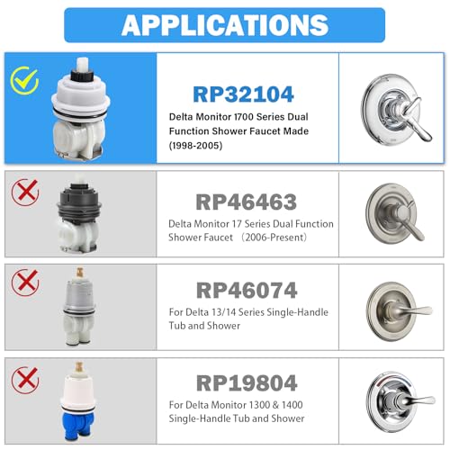 RP32104 Shower Cartridge Compatible with Delta Monitor 1700 Series Showers - style: RP32104