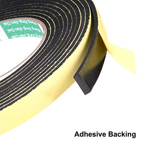 uxcell Sealing Foam Tape 15mm Wide 3mm Thick 4m/13ft Long, Self Adhesive Weather Strip for Window Door Insulation, Pack of 2 - size: 15mmx3mmx4m