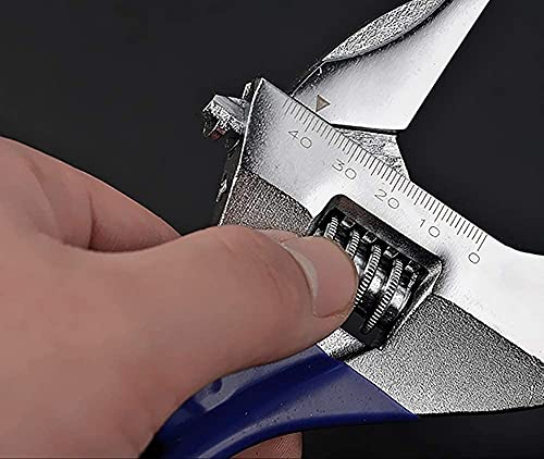 8”(200mm) Short Handle Adjustable Wrench with 1.7”(44mm) Wide Jaw Opening for Plumbing Auto Repair Home Maintenance