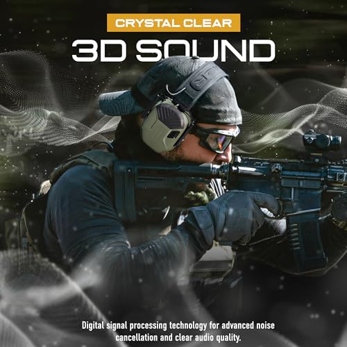 M300A Ear Protection For Gun Range - Shooting Ear Muffs with Ergonomic Gel Cushions, IPX5 Waterproof Gear - color: Black
