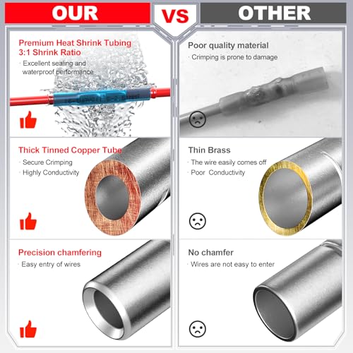 Heat Shrink Wire Butt Connector Kit Marine Waterproof Crimp Splice Terminal - size: 380 PCS