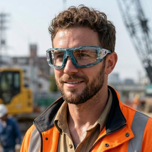 UKNOW Safety Glasses - Anti Fog Wraparound Lenses - Removable Foam Gasket - ANSI Z87.1 Protective Eyewear - Impact Resistant - color: Teal
