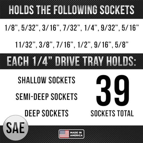 HANSEN 92006 Metric and Fractional 3 Row Socket Tray (Pack of 4) - color: HI-VIZ YELLOW, 4 pack