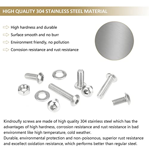372 Pieces M4 x 6/8 /12/16 /20/25 /30mm Button Head Socket Cap Screws Nuts Washers Assortment Kit, 304 Stainless Steel, Fully Machine Thread - size: M4, style: Button Head