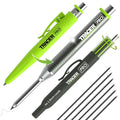 Tracer Pro Aluminum Deep Hole Construction Pencil - Durable Mechanical Carpenter Pencils Set with Sharpener & 6 Replacement Leads Holster Woodworking Marking Tool Contractor Pencil Kit - style: 2.8mm Deep Hole