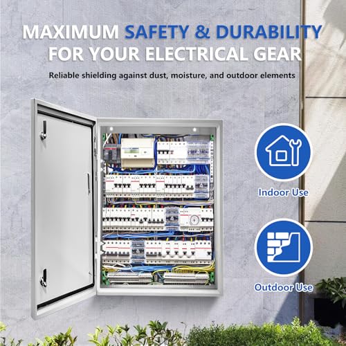 Electrical Junction Box 28x20x10, NEMA 4X IP66 Steel Enclosure Box - size: 28 x 20 x 10''