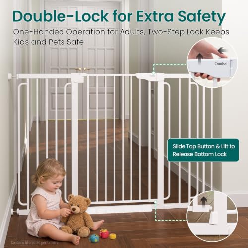 Cumbor 36" Extra Tall Baby Gate, 30.4-56.8" Extra Wide Dog Gate White (Pack of 2) - color: White, size: 30.4"-56.8" W x 36" H (Pack of 2)
