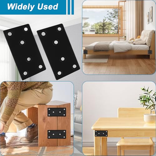 50PCS Flat Straight Brace Brackets, 4x2 Stainless Steel Joining Brackets - size: Black,4"x2"