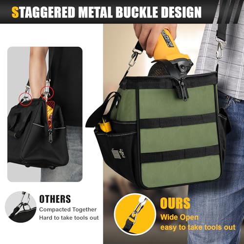 UUP 18" Large Tool Bag, Heavy Duty Spacious Carry Tool Box Organizer, Green - color: Green, size: 18 Inch
