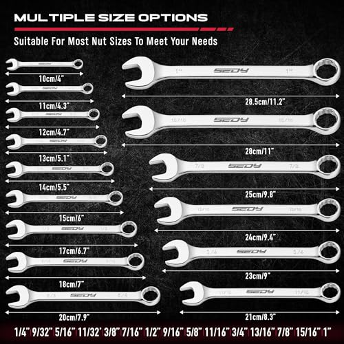 30-Piece Combination Wrench Set - Open End Wrench Set with Organizer Professional 12 Point Wrench Kit Tool for Mechanic Garages Workshops 1/4'' to 1'' & 8-22mm - style: 30-Piece Combination (SAE & Metric)