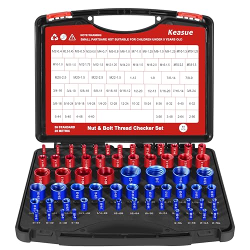 64Pcs Thread Checker, Nut and Bolt Thread Checker, 36 Inch & 28 Metric Box Set Thread Gauge, Thread Checker Standard and Metric Suitable for Size Checker of Bolts or Nuts in Narrow Areas - size: 64 Gauges - 36 Inch & 28 Metric