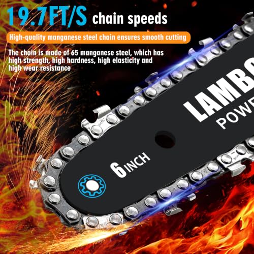 Mini Chainsaw Cordless 6 Inch Electric Chainsaw pruning saw Battery Powered Handheld Portable Chain Saw With 2 Batteries/Automatic Oiler for Tree Trimming Wood Cutting Pruning Garden, Black - size: 6 inch(Black)