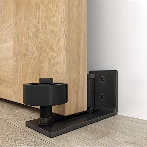 WINSOON Sliding Barn Door Floor Guide Hardware kit 8 in 1, Black, 1Pack - color: Black