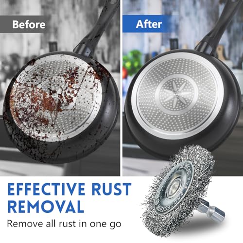 10 Pcs Drill Wire Brushes Wire Wheel Cup Brushes | 1/4 inch hex shank, Suitable for Rust Cleaning, Stripping & Abrasive Applications