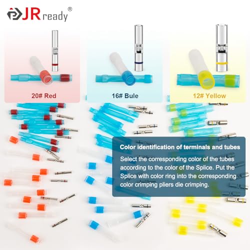 JRready 50Set IP68 Waterproof Heat Shrink Butt Splice Connector Red Environmental Crimp Splice Kit 26–20 AWG (D-436-36, M81824/1-1) Butt Connectors with PVDF/PE Sleeves ST6385-20-50 - color: 20#Red-50Sets