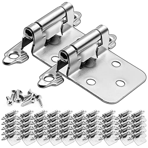 50 Pack (25 Pairs) 1/2'' Overlay Semi Concealed Hinges Brushed Satin Nickel - color: Satin Nickel, size: 50 Pack (25 Pairs)