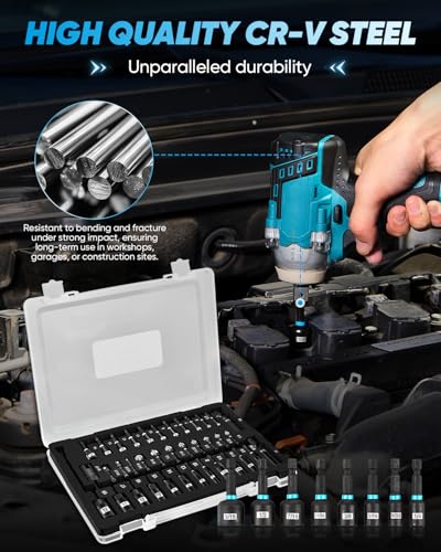 Saker Magnetic Nut Driver Set: 38pcs Impact Driver Socket Adapters with Bit Extension,Wing Nut Driver,Spark Plug Socket,Universal Hex Adapter - 4pcs Stainless Steel Kit - size: 38PCS
