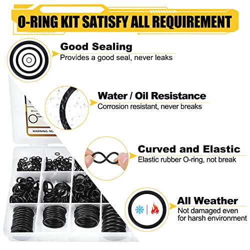 780PCS 18 Sizes Rubber O Ring Assortment Kit with 180° Pick & Hook Tool - size: 780PCS