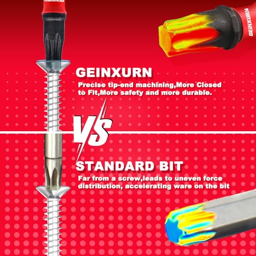 Geinxurn 5 Pieces T30 2 In. Impact Tough Magnetic Insert Bit Set, #30 Torx Head Power Bits, S2 Alloy Steel Star T30 Screwdriver Bits Set - size: 2"-5PCS, style: T30