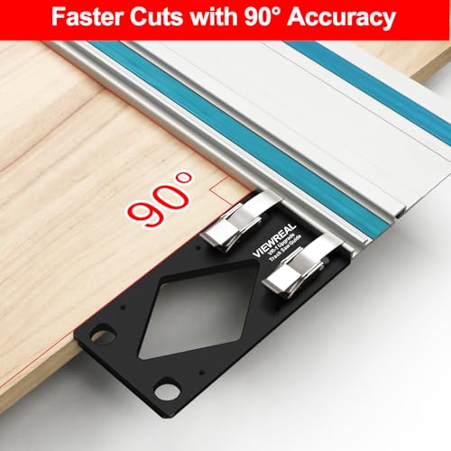 Track Saw Guide Rail Square CNC-Machined Track Saw Square Guide with Edge Support, 90° Right Angle Cutting Tool Compatible with Festool and Makita Compact Parallel Guide System Accessory - color: Black