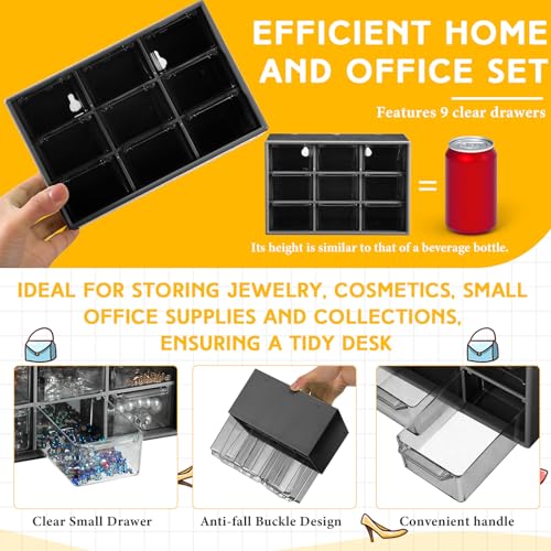 Wenqik 2 Pcs Mini Storage Drawers, Black - color: Black