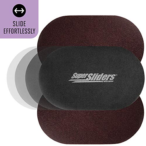 Super Sliders 5 3/4" x 9 1/2" Oval Reusable Furniture Sliders for Hard Surfaces - Effortless Moving and Surface Protection, Brown (4 Pack)