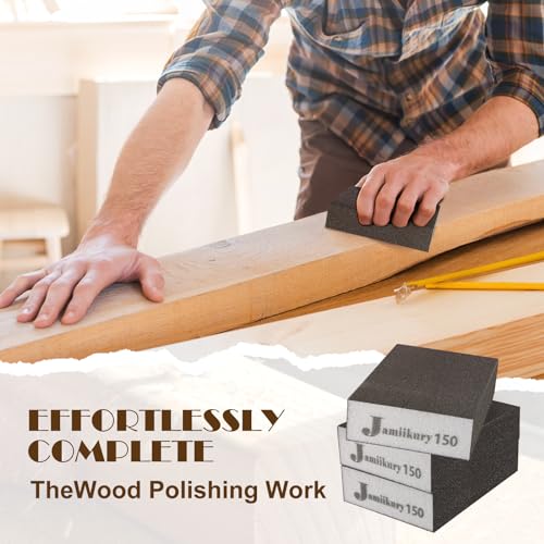 16pcs Sanding Blocks Assortment Kit, Sponge Sand Block Washable and Reusable, Wet & Dry Sandpaper Block for Wood Metal Drywall and Furniture Paint - 150 Grit - size: 150 Grits