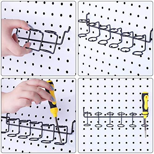 Ripeng 4 Pieces Pegboard Screwdriver Holder PegBoard Tool Holders, Black - color: Black