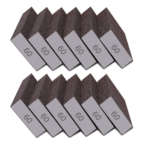 12Pcs Sanding Sponge 60 Grit Coarse Sanding Blocks for Drywall Metal Wood Washable and Reusable - size: 12PCS-60 Grit