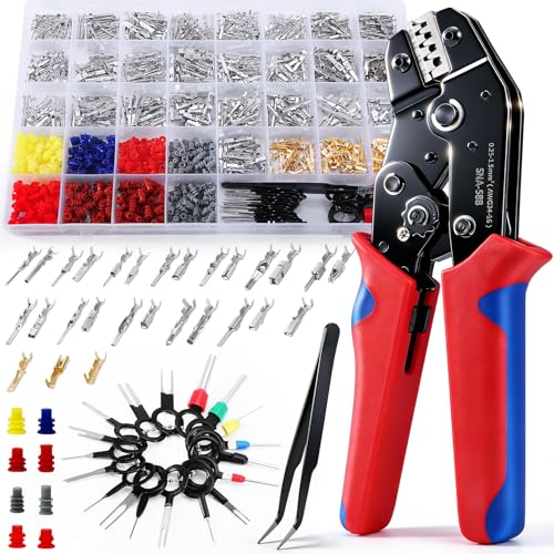 969Pcs Pins Connector Kit & 28 Types Electrical Terminal Pins Crimp Tool