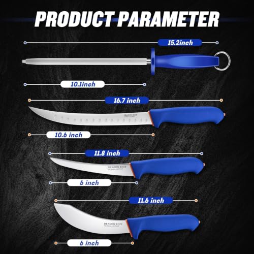 DRAGON RIOT 4-Piece Boning Butcher Knife Set 10inch, Stainless Steel - color: 4-Pcs