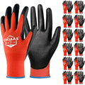 OKIAAS Men's Ultra-Thin and Lightweight Working Gloves with Grip, 12 Pairs, Red, X-Large - color: Red (12 Pairs), size: X-Large