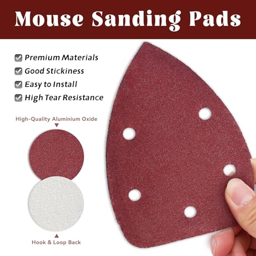 60 Pcs 180 Grit Mouse Sandpaper, Aluminum Oxide Mouse Sanding Pads - size: 180 Grit