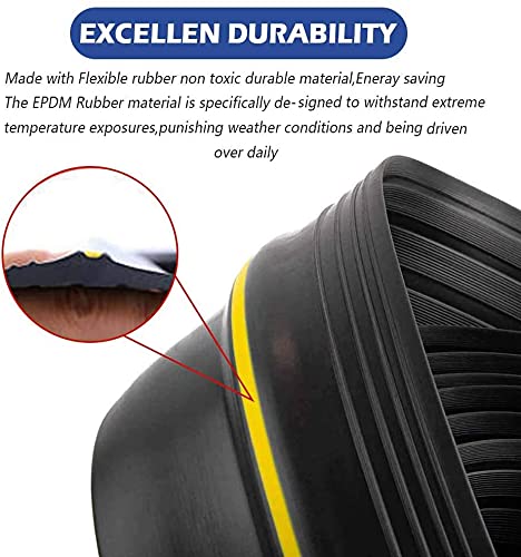 10Ft/3M Universal Garage Door Rubber Threshold Strip, Weatherproof Seal Strip DIY Weather Stripping Replacement, Not Include Adhesive/Sealant (Black-Yellow Line) - color: Black+Yellow, size: 10 Ft (no adhesives)