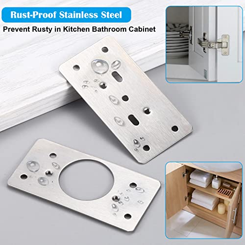 12-Pack Stainless Steel Cabinet Hinge Repair Kit - Door Hinge Repair Plate With Mounting Screws