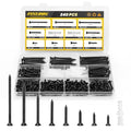 240PCS Wood Screws Assortment Kit, FIXLINK E-Coated Flat Head Screws Set - color: Black