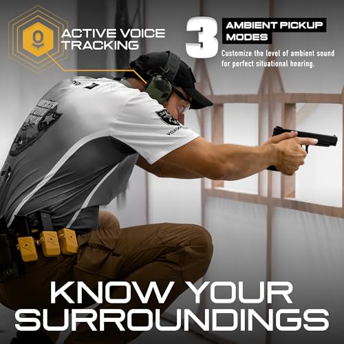 M300A Ear Protection For Gun Range - Shooting Ear Muffs with Ergonomic Gel Cushions, IPX5 Waterproof Gear - color: Black