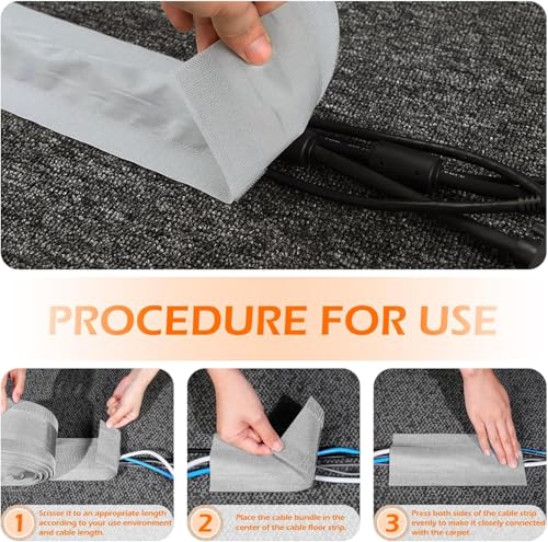 Floor Cable Covers - 10 Feet Wire Protector, Prevent Tripping (Gray) - color: 10 Feet-Gray