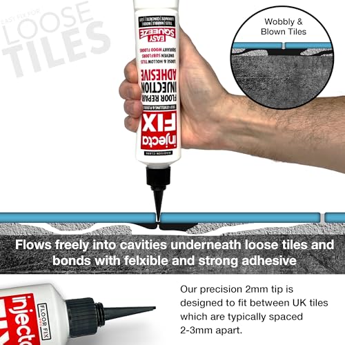 Floor-Fix Pro Injectafix - All in One Repair Kit for Loose/Hollow & Tiles Repair + Squeaky Wood, LVT & Laminate. Includes Anti- Clog Air-Tight Cap. Does NOT Require Caulk Gun - color: 1