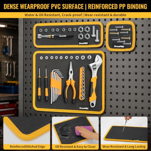 GRENPRO Magnetic Tool Mat, 4-Pack, Telescoping Pickup Tool, Parts Organizer - color: black-4pc