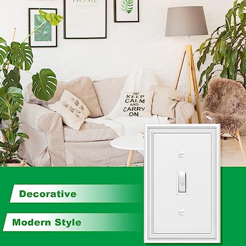 4 Pack White Decorative Wall Plate Single Toggle Light Switch Cover Plate - size: 1 Gang Single Toggle