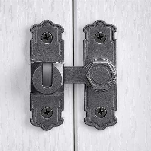 Gray 90/180 Degree Barn Door Latches,Aluminum Alloy Flip Latch - color: Gray