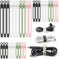 Silicone Cable Ties, 30Pcs Reusable Cord Ties in 3 Sizes for Various Cables